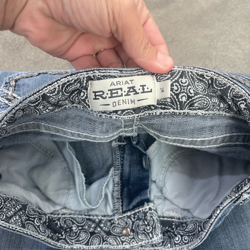 Ariat Girls Straight Leg Blue Jeans - Picture 3 of 7
